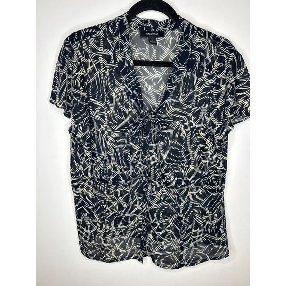 NEW jones wear black blouse front tie button front size 16 - Picture 1 of 4